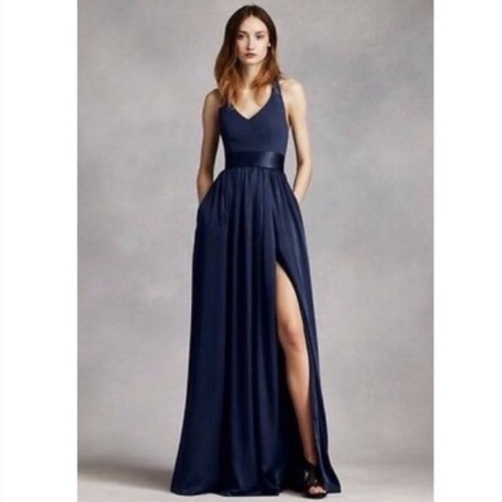 “White” by Vera Wang halter bridesmaid dress in Marine/Navy size 6